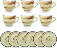 Wilmax Tasse à expresso avec soucoupe 75 ml Porcelaine Pistache (6x)