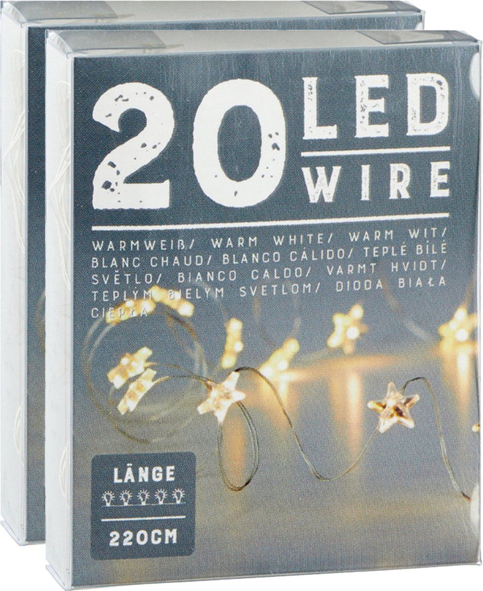 CEPEWA Lichtslingers met sterretjes - 2 stuks - warm wit - 220 cm