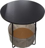 Merkloos Relaxdays Bijzettafel - 45 cm - met mand - woonkamer - zwart-grijs