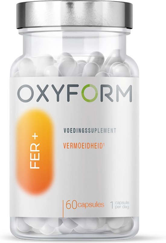 Oxyform Ijzer bisglycinaat I Vitamines C B6 B9 B12 I Bisglycinaat 14mg ijzer per capsule I 60 capsules I 100% van de dagelijkse behoeften I ijzer Voedingssupplement I Optimale opname