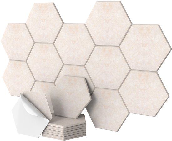 Merkloos Relaxdays Akoestische wandpanelen - 36 stuks - zelfklevend - 30x26 cm - beige