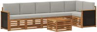 vidaXL Hoek loungeset 6-delig Naturel en lichtgrijs Acacia hout