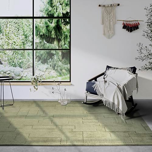 Villeroy & Boch Wollen tapijt Wilhelmine - natuurlijk woonkamertapijt - handgeweven en milieuvriendelijk - boho tapijt wol voor woonkamer, slaapkamer, eetkamer, hal, keuken - groen, 120x170 cm