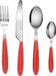 EXZACT Service de couverts, 24 pièces, acier inoxydable, pour 6 personnes, rouge