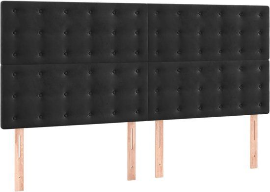 vidaXL Hoofdbord fluweel zwart 160x5x118/128 cm