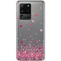 Samsung Galaxy S20 Ultra Confettis de coeurs rose bedrukt siliconen hoesje