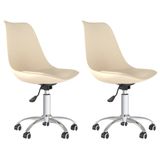 VidaXL Eetkamerstoelen 2 stuks draaibaar stof crèmekleurig