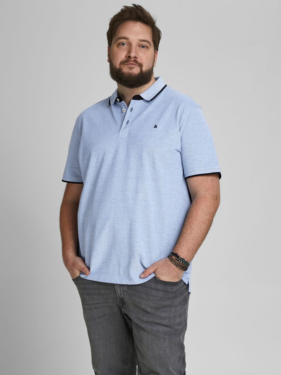 Jack & Jones Plus Size Katoenen Polo - Blauw - XXXXL