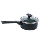 axentia 135616 steelpan, geperst, met glazen deksel, Ø ca. 16 cm, zwart