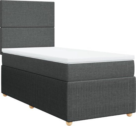 vidaXL Boxspring met matras stof donkergrijs 100x200 cm