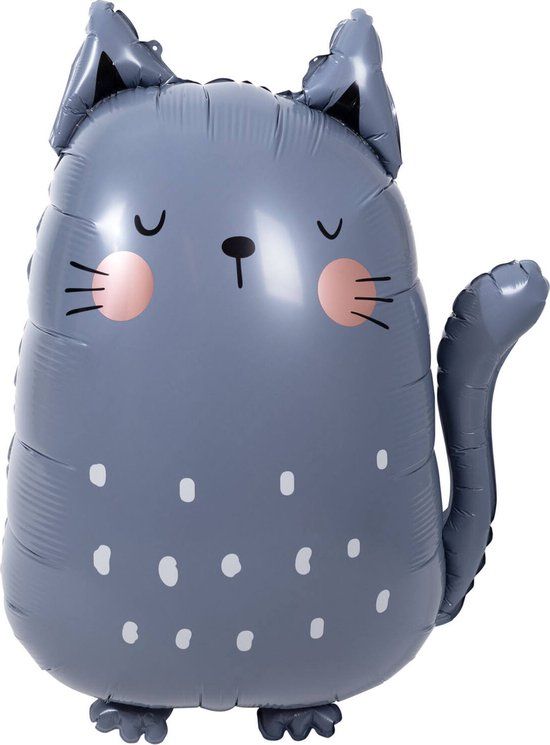 Folat Folieballon kat - 49 x 69 cm - Grijs