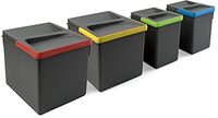 Emuca - Recyclingcontainers voor keukenlade - 2x12L, 2x6L - Antraciet grijs