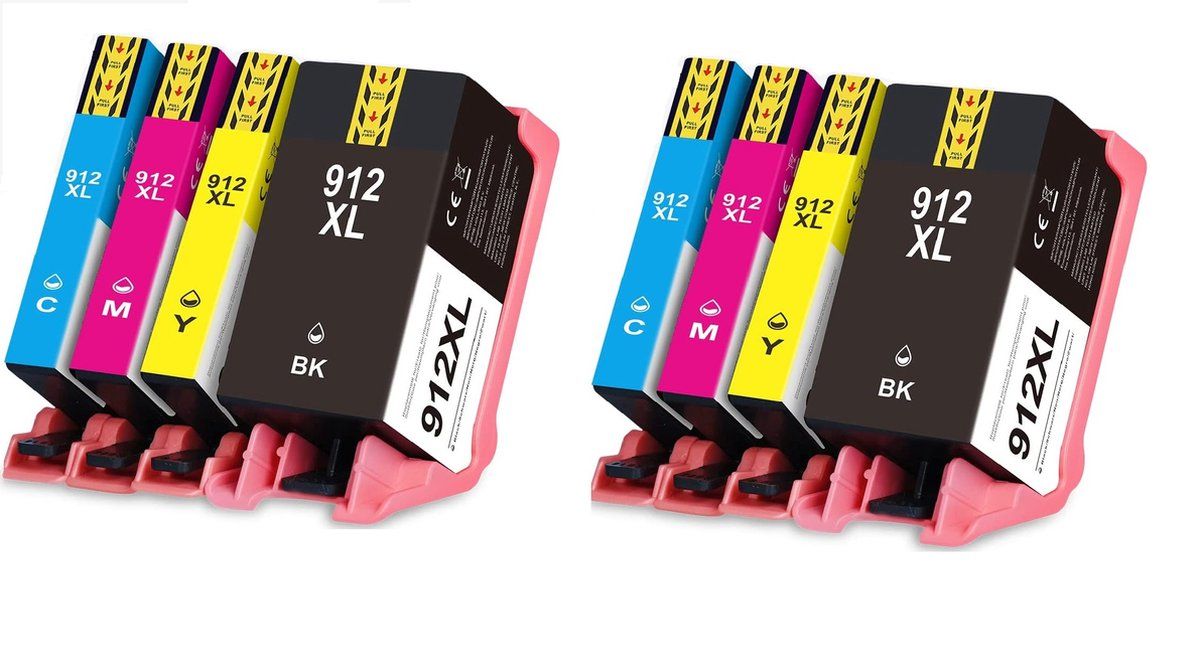 inktdag inktcartridge voor HP 912 inkt cartridges, hp 912 xl inkt cartridges, HP 912xl inktcartridge 8 pack (2*BK, C, M en Y) voor HP OfficeJet Pro 8010, 8012, 8014 ,8015, 8020, 8022 ,8023, 8024, 8025