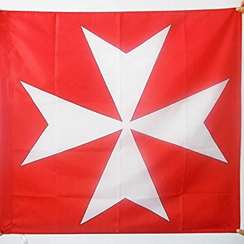 Malta Flag 90x90 cm for Pole - St John of Jerusalem Flag 90 x 90 cm - Banner 3x3 ft with Hole - AZ FLAG