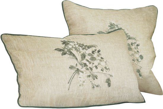 LOBERON Kussenhoes set van 2 Chantrelle crème/groen