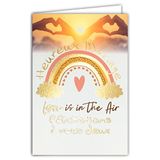 Afie Wenskaart voor bruiloft 2 Love is in the Air Gold glanzend glinsterend met enveloppen, gemaakt in Frankrijk, regenboogkleuren