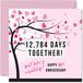 Grappige Coral Anniversary Card voor vrouw of echtgenoot - 12784 dagen samen - I Love You cadeaus, gelukkige 35e huwelijksverjaardag kaarten voor partner, 145 mm x 145 mm wenskaarten voor vijfendertigste jubilea