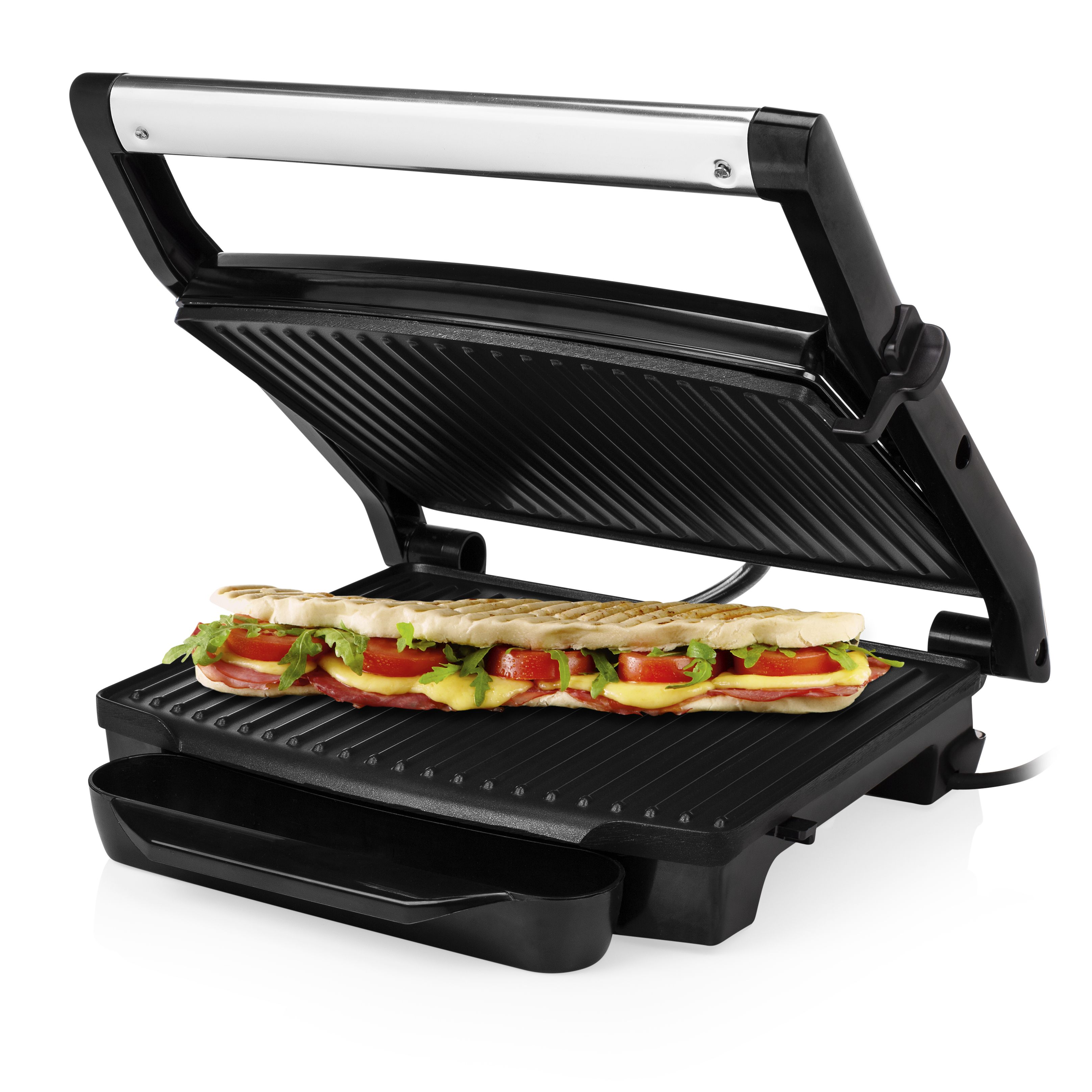 Princess 01.112415.01.001 Panini Grill - Black, Stainless Steel, 2000W