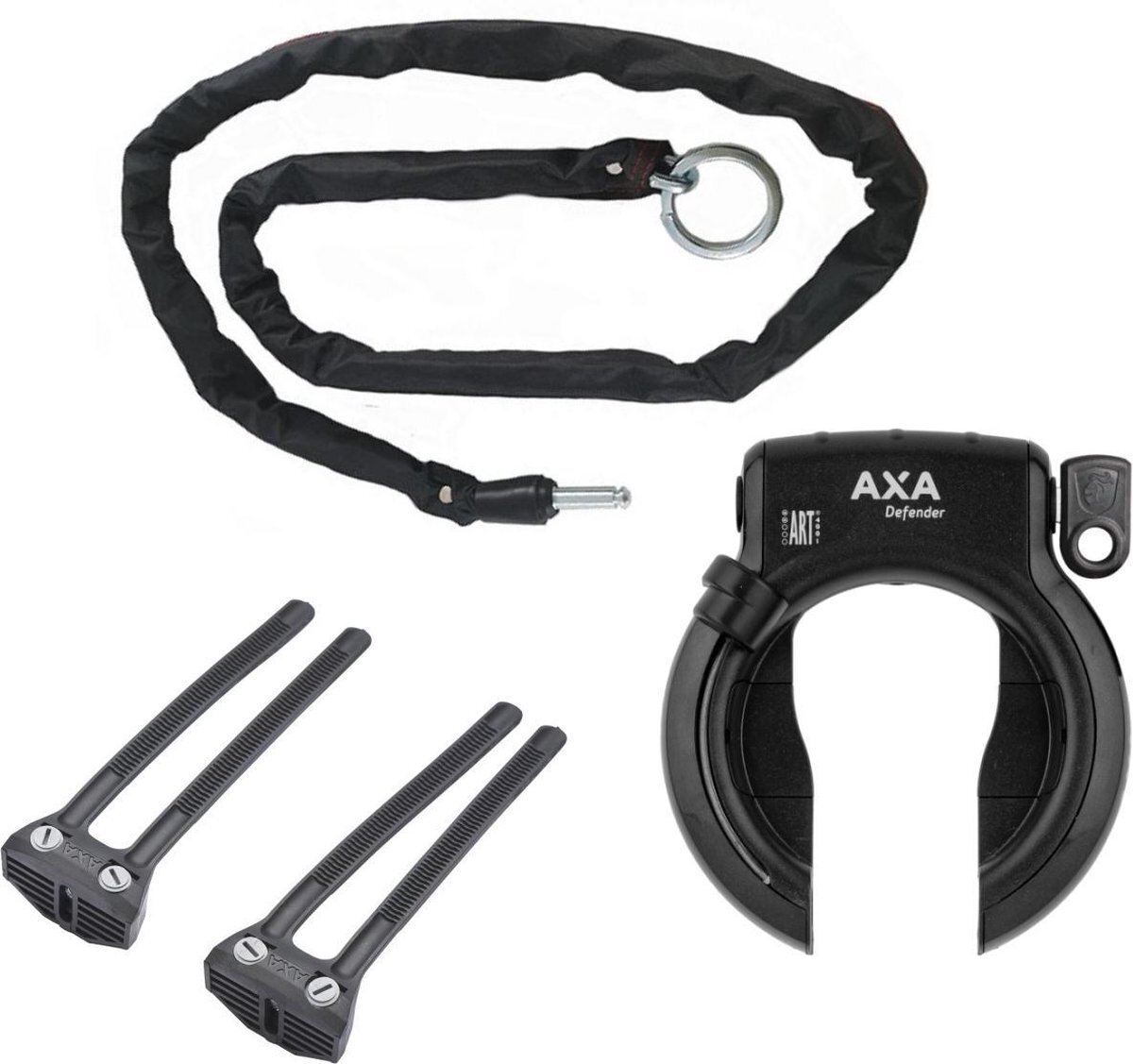 Axa Defender Ringslot ART2 Zwart + Insteekketting 100 cm 5,5 mm Zwart + Flex Mount Bevestigingsset