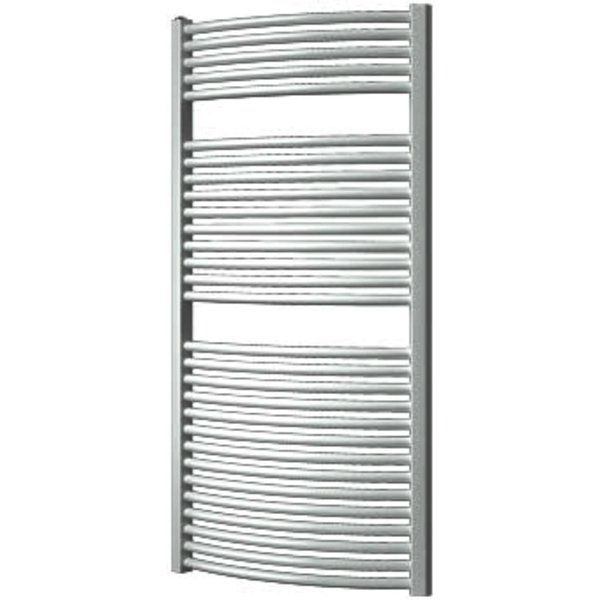 Plieger Onda designradiator gebogen 1196X585mm 804 watt zilver metallic