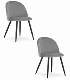LEOBERT Set van 2 Stoelen BELLO - Lichtgrijs Velvet, Zwarte Metalen Poten