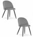 LEOBERT Set van 2 Stoelen BELLO - Lichtgrijs Velvet, Zwarte Metalen Poten