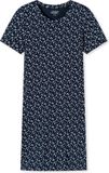 Schiesser Uncover Dames Nachthemd Korte Mouw Gebloemd Donkerblauw Maat 38
