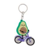 Mr. Wonderful Sleutelhanger – avocado op de fiets – sleutelhanger van rubber, Meerkleurig, Estandar