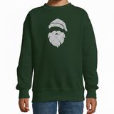 Bellatio Decorations Kerst sweater - kinderen - groen - zilveren Santa - glitter bedrukking - Kerstkleding 98/104