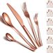 Couverts, 30 pièces, pour 6 personnes, couleur rosé, avec revêtement titane