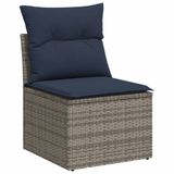 vidaXL 4-delige Loungeset met Kussens Poly Rattan Grijs