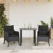 Maison Exclusive - Ensemble de jardin 3 pièces avec coin repas et coussins, noir, en polyrotin