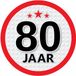 Bellatio Decorations 80 jaar leeftijd sticker - rond - Dia 15 cm