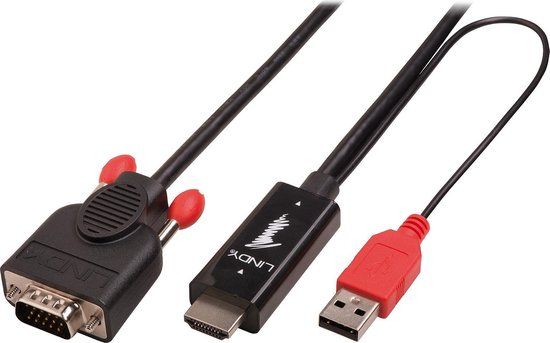 LINDY 41457 HDMI-kabel HDMI / VGA Adapterkabel HDMI-A-stekker, VGA-stekker 15-polig 3.00 m Zwart