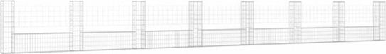 vidaXL Gabionenmand, U-vormig, met 8 stalen palen, 860x20x100 cm