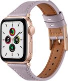 By Qubix Qubix Leren bandje - Paars - Geschikt voor Apple Watch 42 / 44 / 45 / Ultra / 49mm