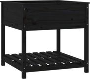 vidaXL Plantenbak met schap 82,5x82,5x81 cm massief grenenhout zwart