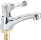 oCreon Eenvoudige koudwaterkraan voor keuken en badkamer - Compacte wastafelkraan met één hendel - Installatie met schroefdraad G1-2 - Zilver
