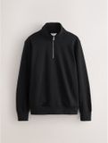 Next Heren Sweatshirt van jersey met hoog katoengehalte en kwartrits - Zwart