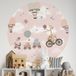 Montgolfières Animaux Sticker Mural Rond / Cercle Enfants - Diamètre 150 Cm - Adhésif + Protection Brillante