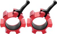 Gorilla Sports Fermoirs olympiques - Fermoir d'haltère - 50/51 mm - Set de 2 - Rouge