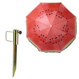 Merkloos / Sans marque Meloen Fruit Rood Parasol met metalen grondharing - polyester - Dia 160 cm - verstelbaar - Tuin - Strand - Camping - UV straling bestendig