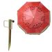 Merkloos / Sans marque Meloen Fruit Rood Parasol met metalen grondharing - polyester - Dia 160 cm - verstelbaar - Tuin - Strand - Camping - UV straling bestendig