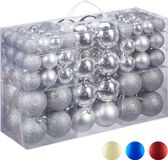 Relaxdays Boules de Noël - set van 100 - plastique - argent