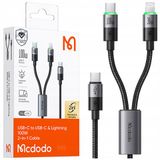 Mcdodo câble de recharge rapide USB-C 2-en-1 pour iPhone 14, Macbook, LED, 100W, 2 mètres