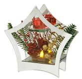 Gedecoreerd decoratief object van glas met dennentakken decoratieve takken en LED-licht lamp kandelaar sfeerlicht kerstdecoratie decoratie Kerstmis glas geschenk decoratief object ornamenten 3D