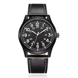LGT JWLS Lookinggoodtoday Modern zwart herenhorloge met leren band en contrasterende details