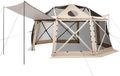 Pavillon pop-up avec moustiquaire, 4,57 x 4,57 m, tente sphérique à 13 côtés pour le camping avec toit amovible et sac de transport. Montage rapide et résistant aux piqûres d'insectes. Tente moustiquaire/auvent pour 12-15 personnes, beige