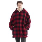 Cathay Home Oversized draagbare Sherpa en Micro-Mink dekenhoodie, rood - één maat past de meeste