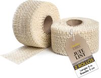 Creative Deco 2 x Rol Jute Lint Wit | 5 cm Breed 5 m Lang | DIY Handwerk Cadeauverpakking Boho Bruiloft Feest